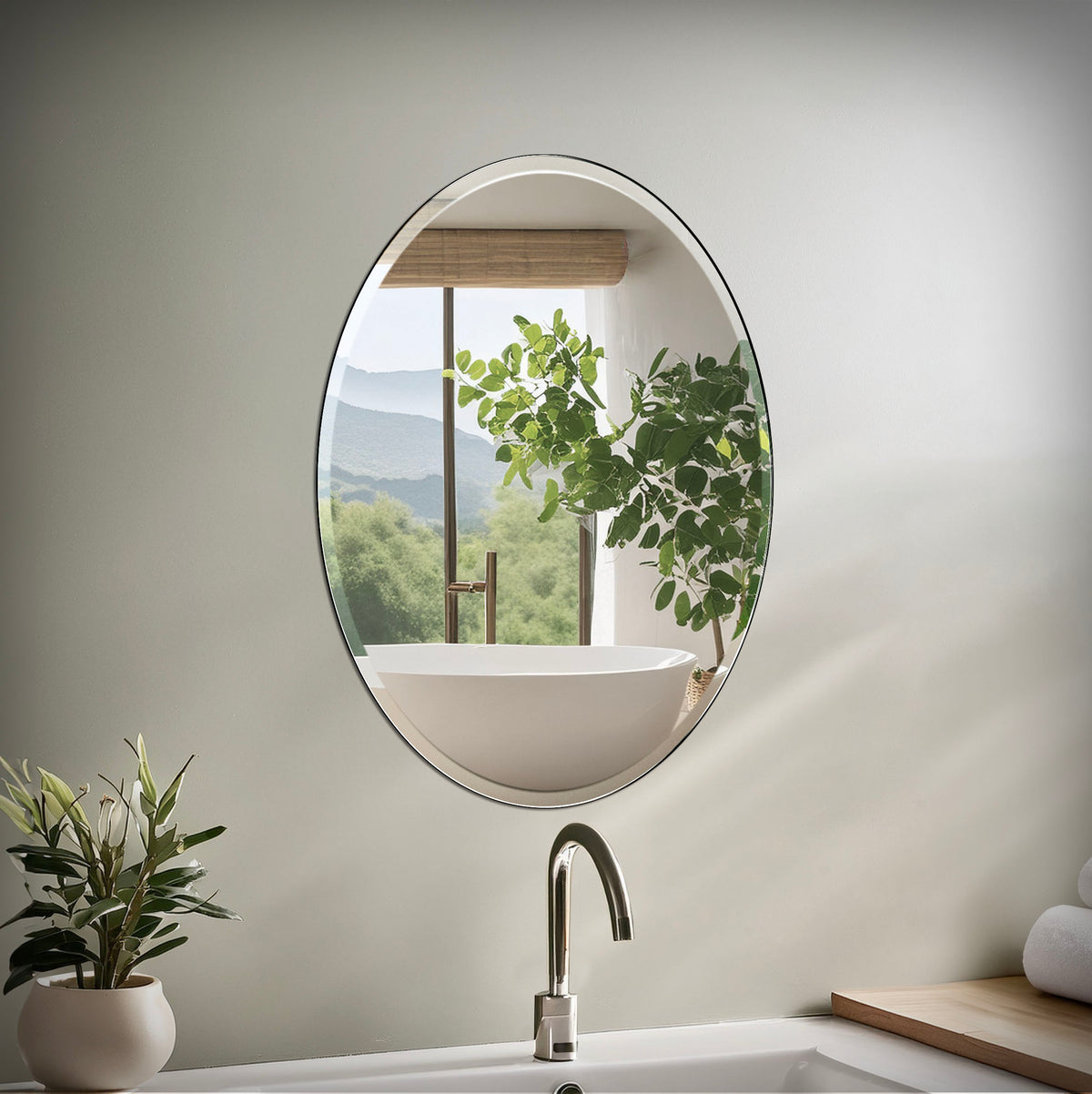 Flush Mount EZ Hanging 26.5" Frameless Oval Mirror