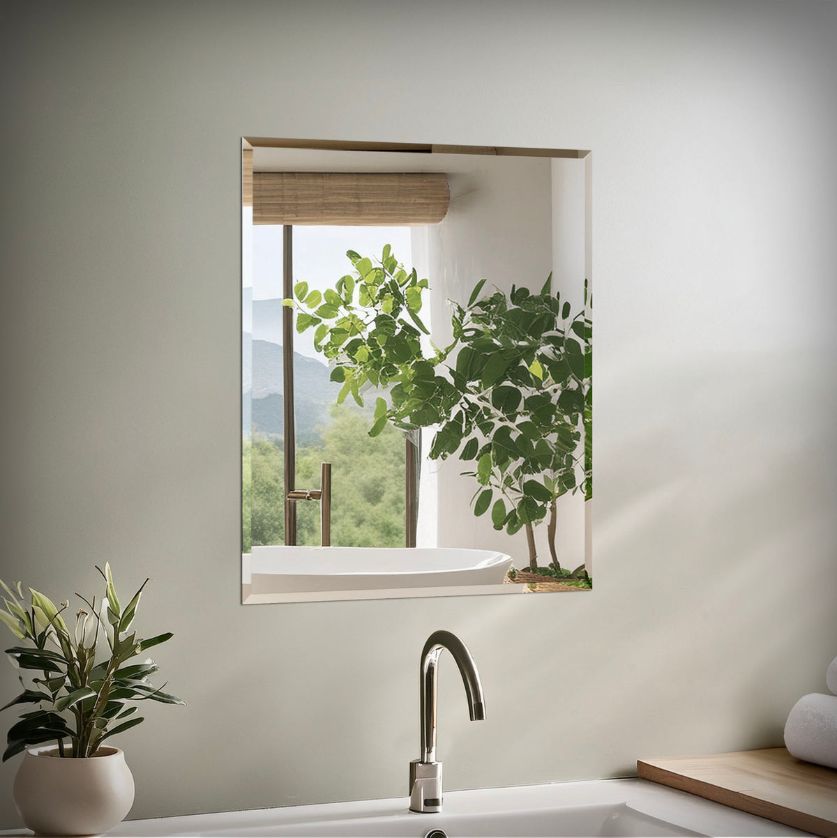 Flush Mount EZ Hanging 24" Frameless Rectangle Mirror