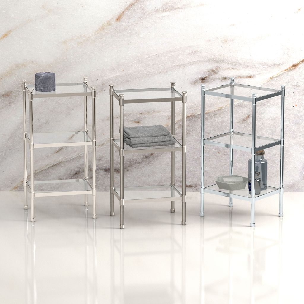 Rectangular 3-Tier Glass Taboret