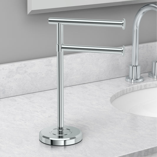 Countertop 2-Arm Pivot Finger Towel Holder Stand