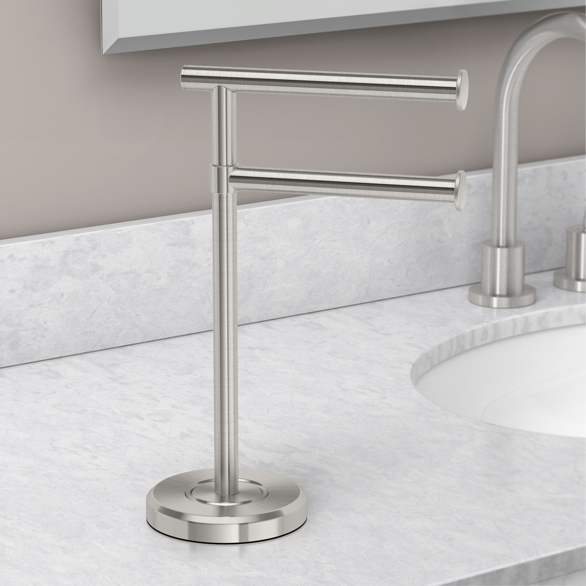 Countertop 2-Arm Pivot Finger Towel Holder Stand
