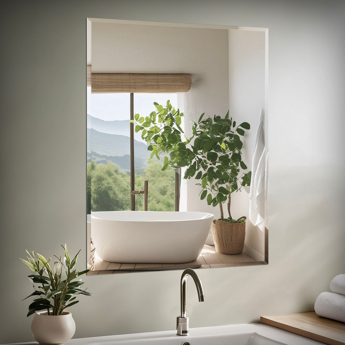 Flush Mount EZ Hanging 35.5" Frameless Rectangle Mirror