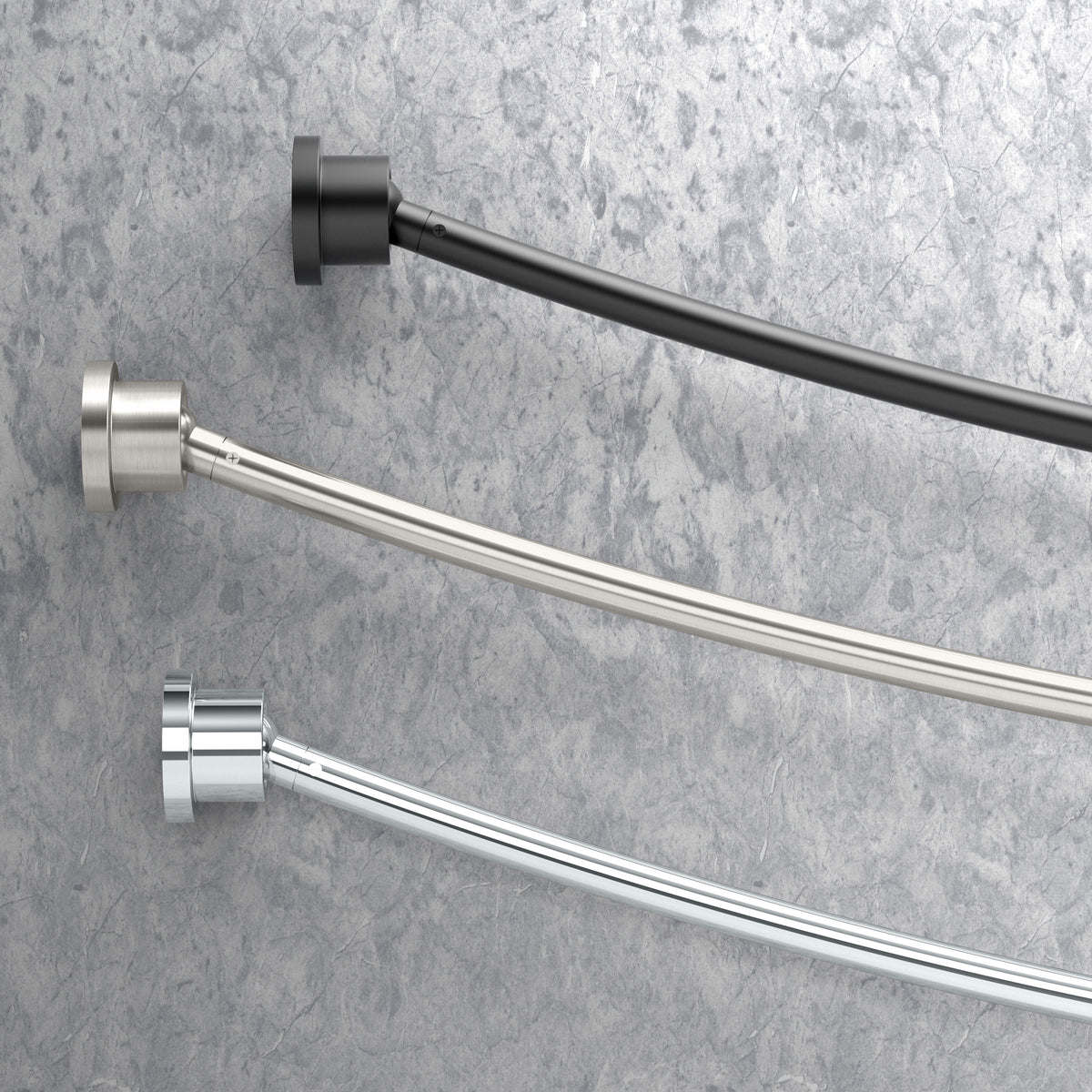 Modern Minimalist Curved Shower Rod Set