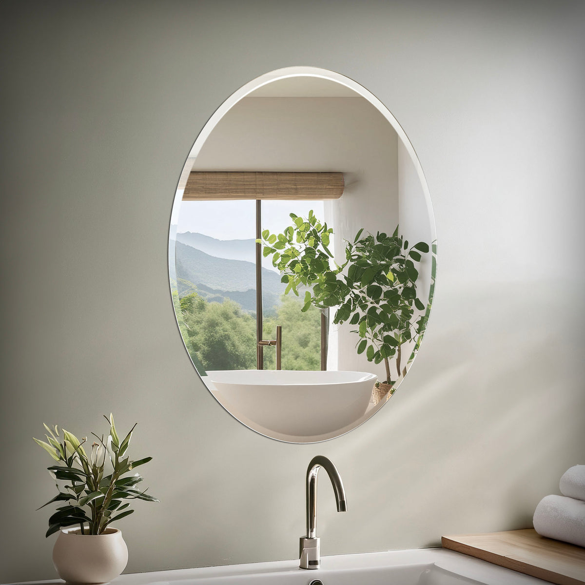 Flush Mount EZ Hanging 32" Frameless Oval Mirror