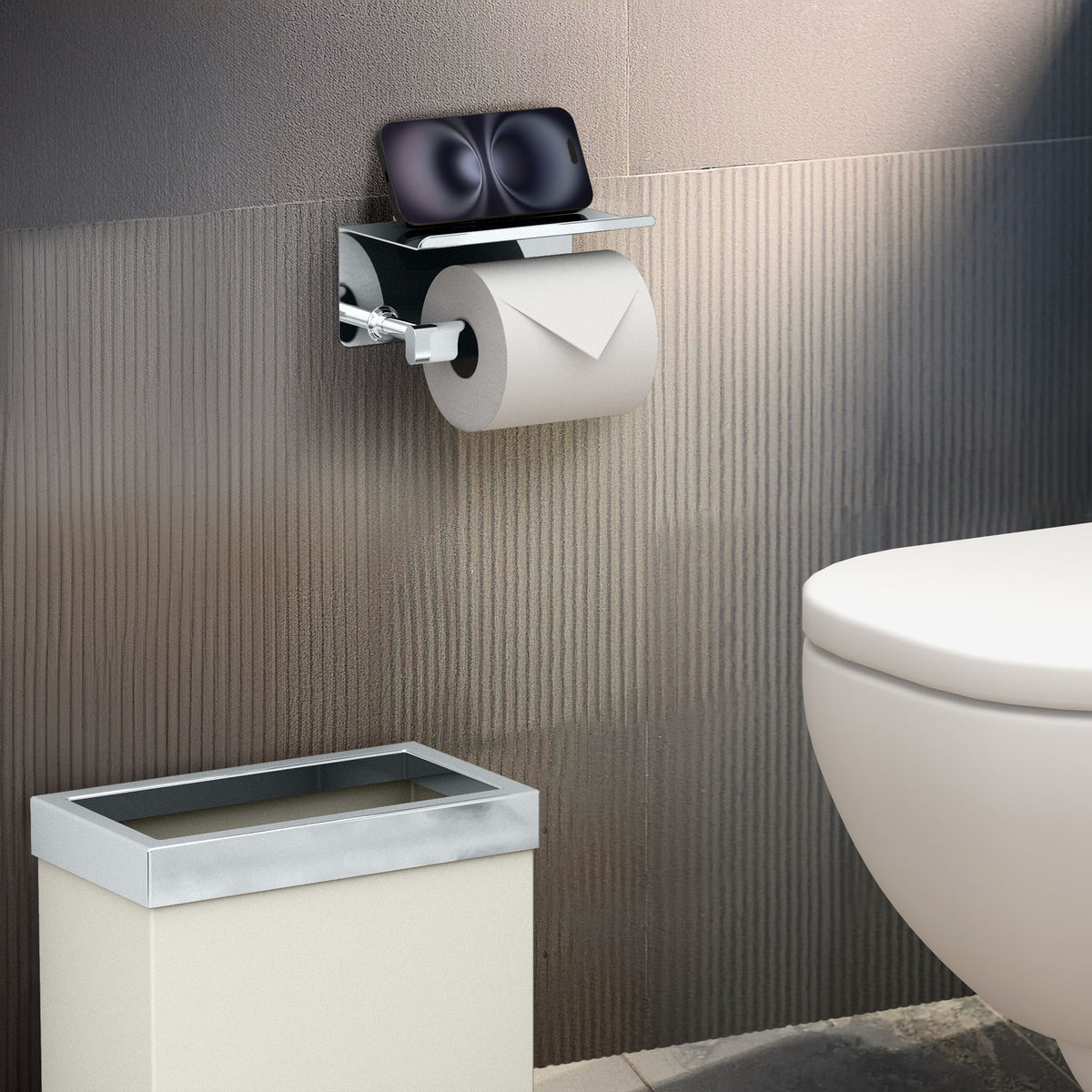 Elevate Toilet Paper Holder w/Mobile Shelf