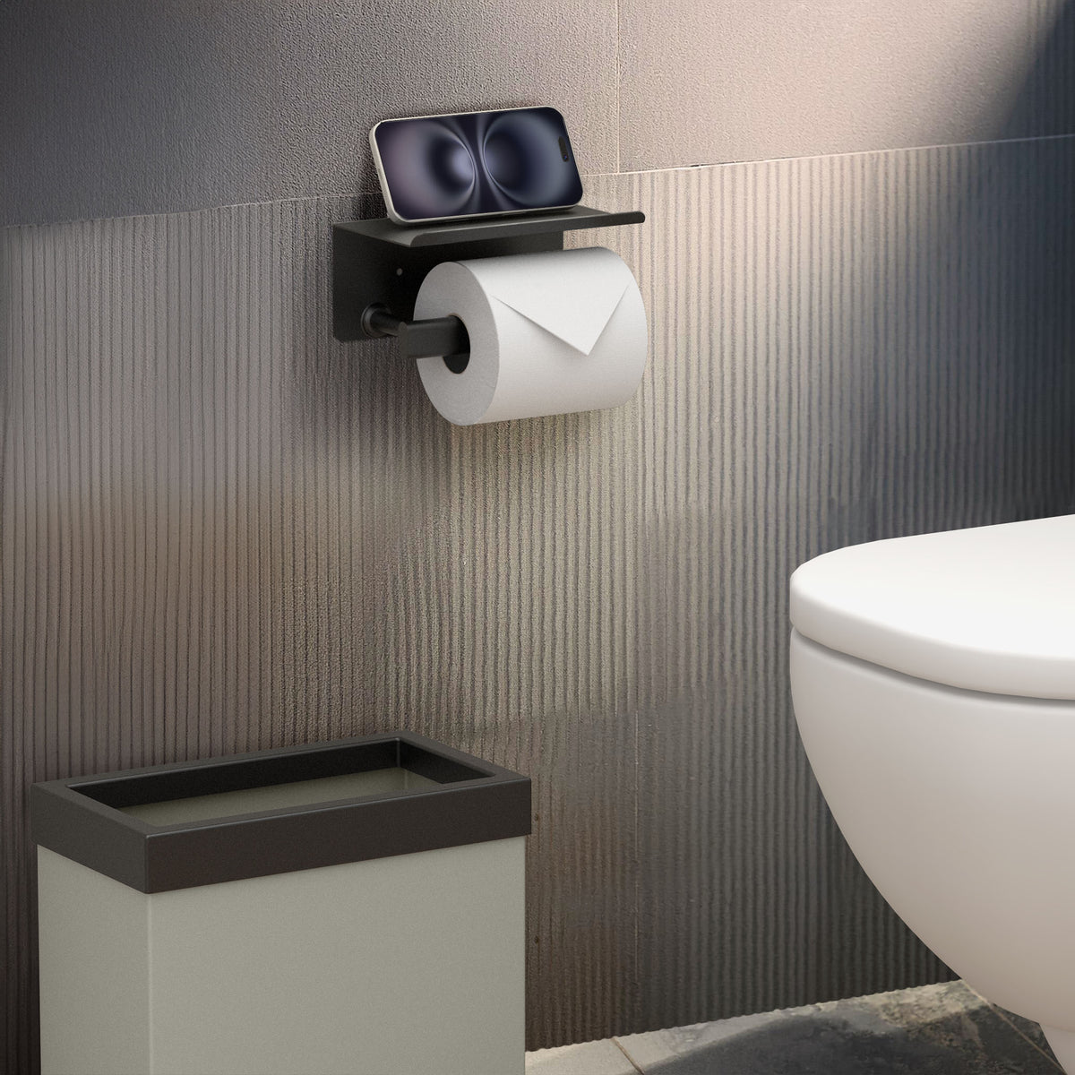 Elevate Toilet Paper Holder w/Mobile Shelf