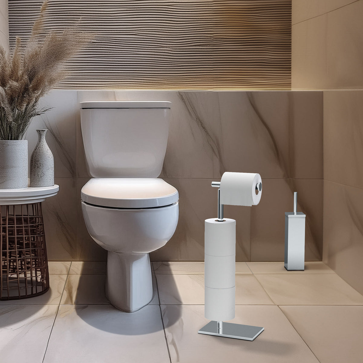 Modern Freestanding Tissue Holder with Storage