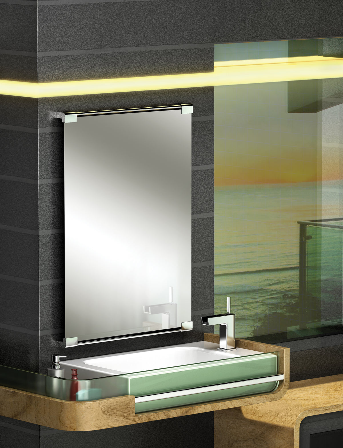 Fixed Mount 30" Frameless Rectangle Décor Mirror