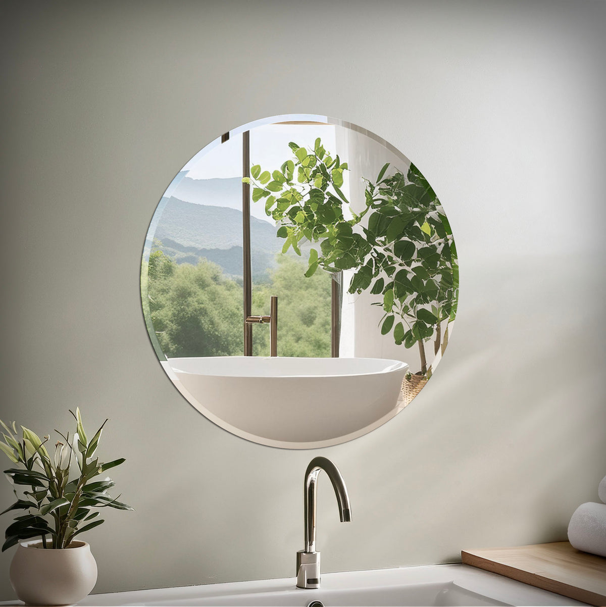 Flush Mount EZ Hanging 24.5" Frameless Round Mirror