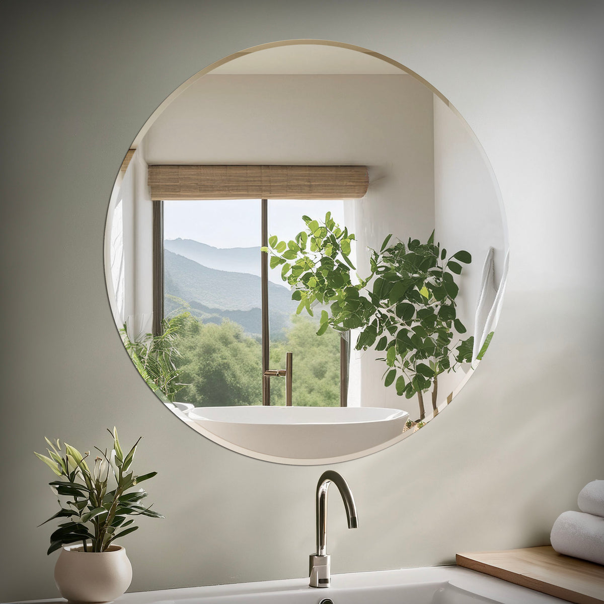 Flush Mount EZ Hanging 35" Frameless Round Mirror