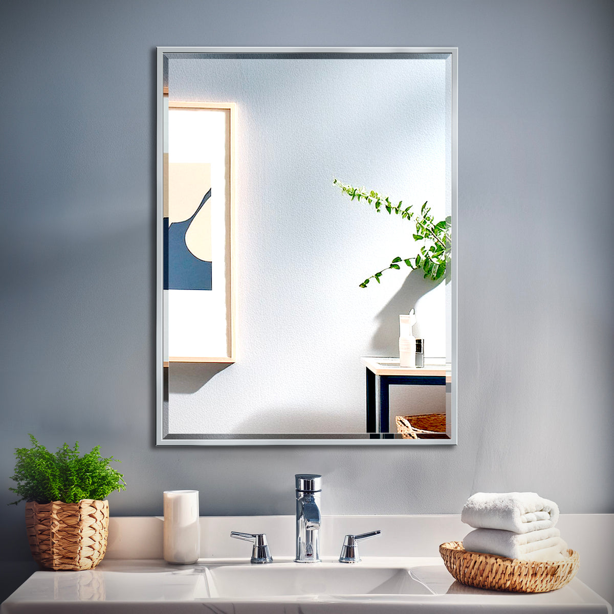 Flush Mount EZ Hanging 32.5" Framed Rectangular Mirror