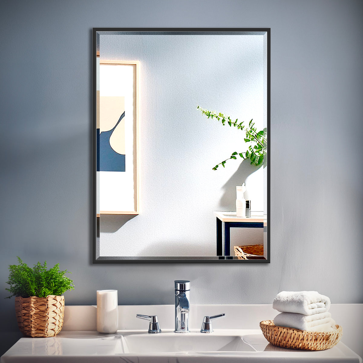 Flush Mount EZ Hanging 32.5" Framed Rectangular Mirror