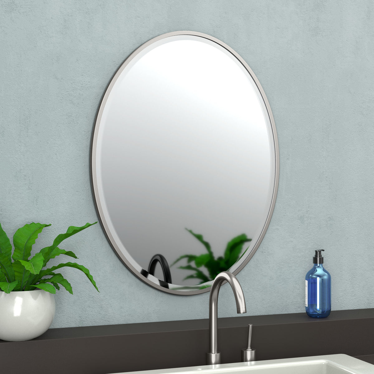 Flush Mount EZ Hanging 33" Framed Oval Mirror