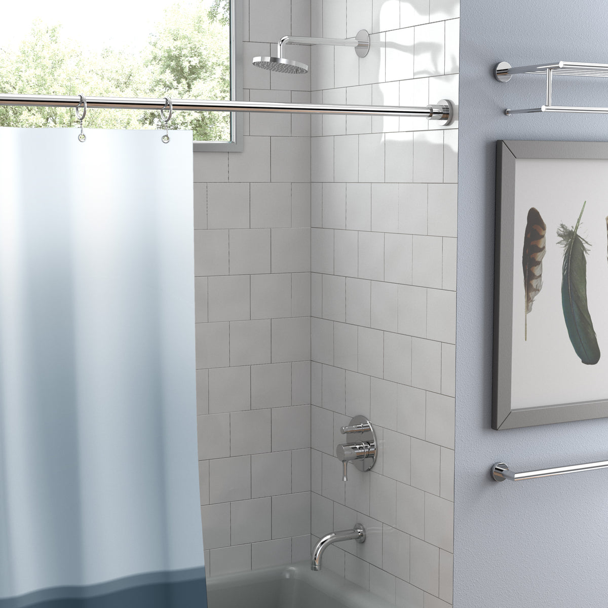Modern Minimalist Straight Shower Rod Set