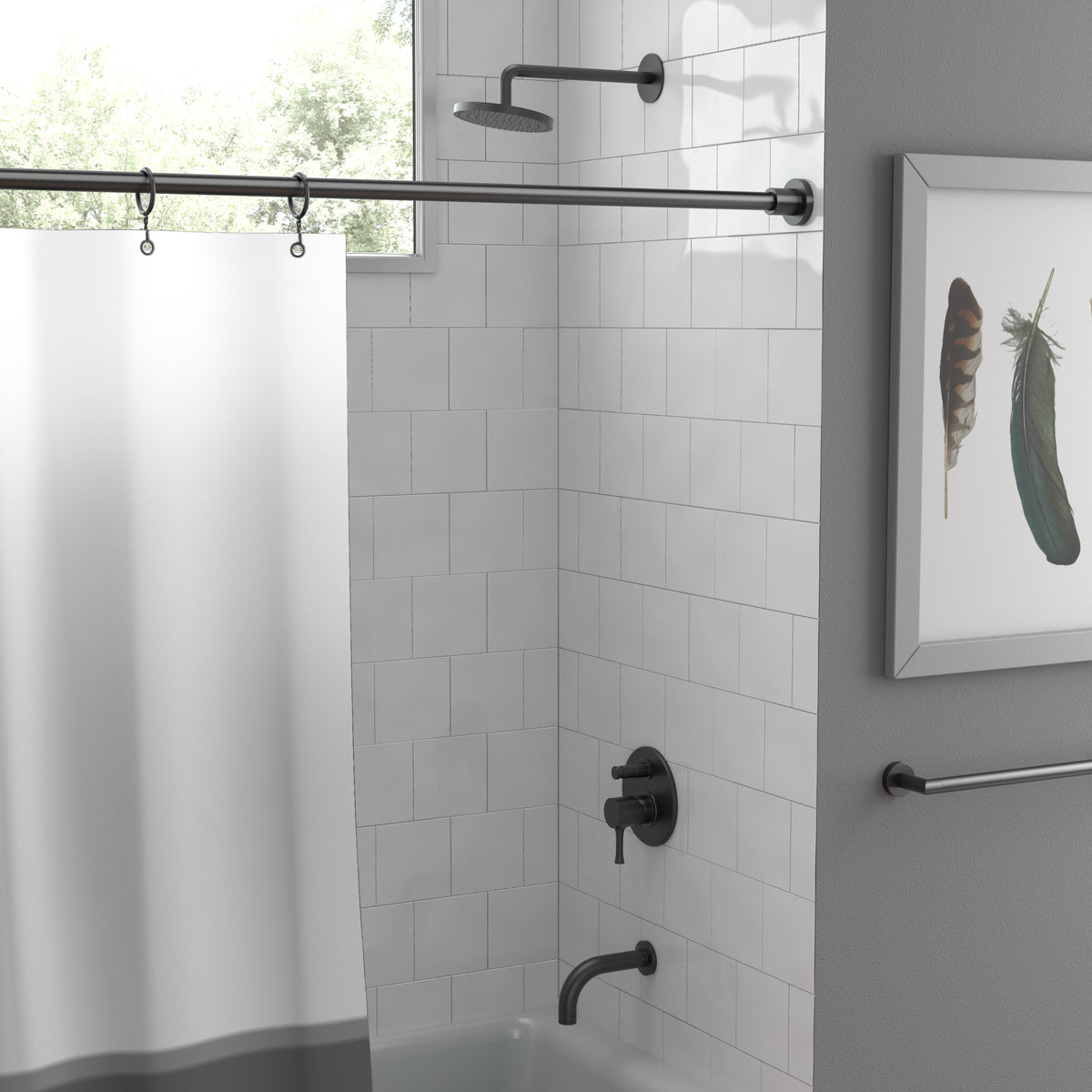 Modern Minimalist Straight Shower Rod Set