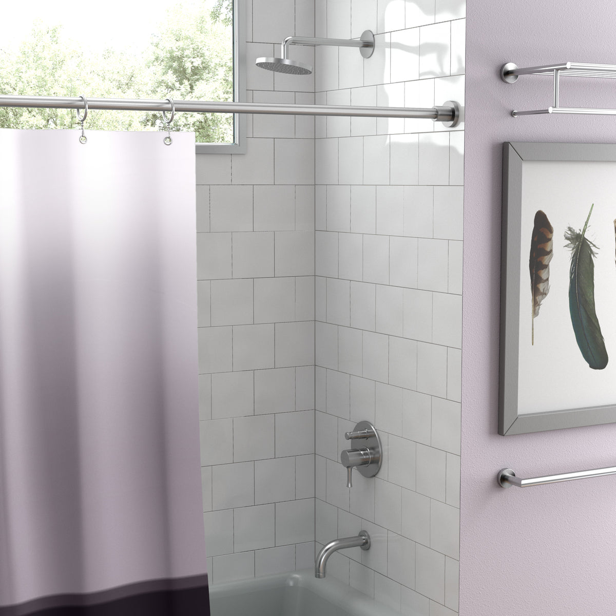 Modern Minimalist Straight Shower Rod Set